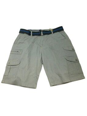 NWT Indigo Beast Mens Gray Cargo Shorts W/ Belt Size 36 Multiple Pockets 11" Ins